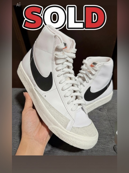 Nike Shoes - Nike Blazer Mid '77 Vintage White Black Leather Sneakers [Size 8]